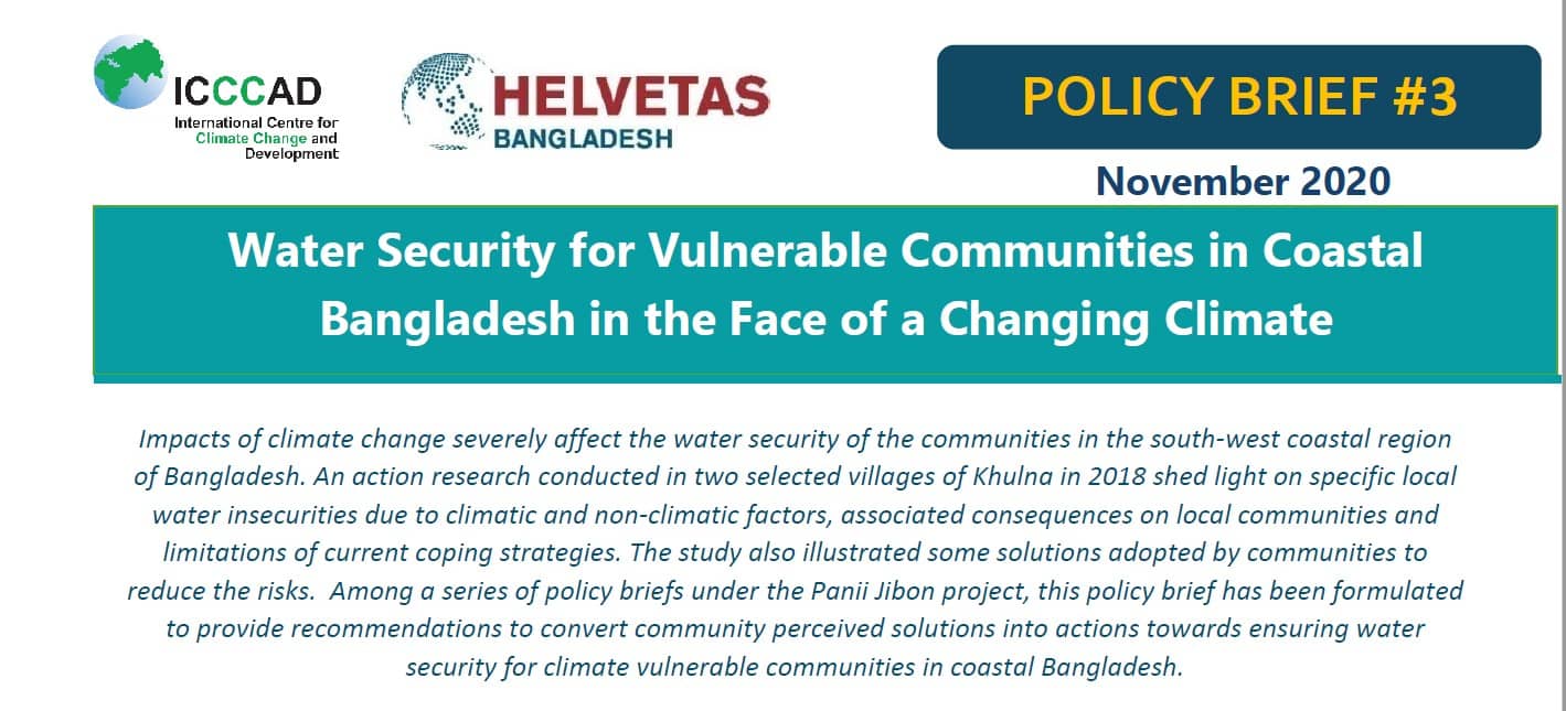 Water Security for Vulnerable Communities in Coastal Bangladesh in the ...